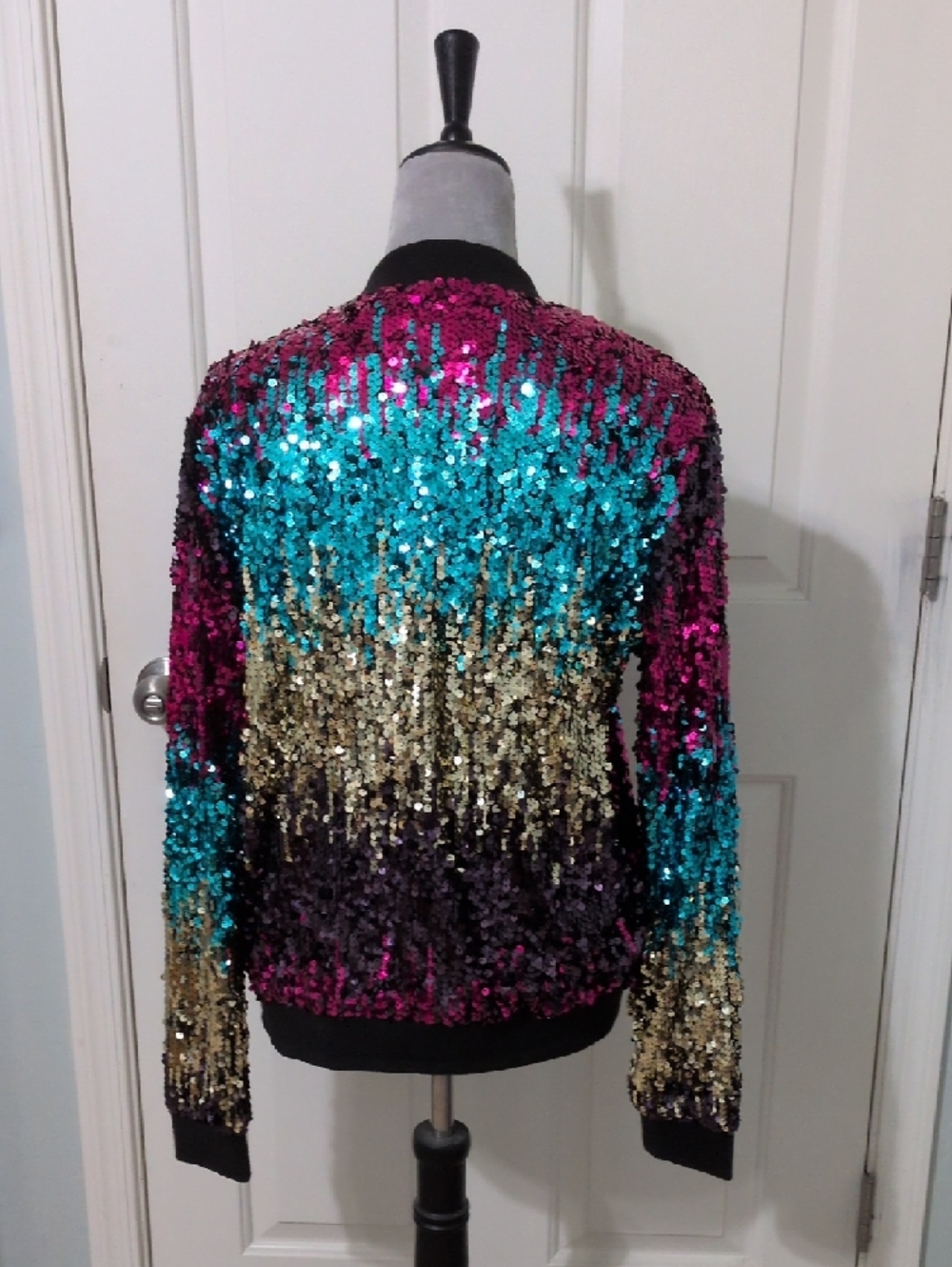 Sequin Ombre Bomber Jacket - Multicolor - Picture 3 of 7